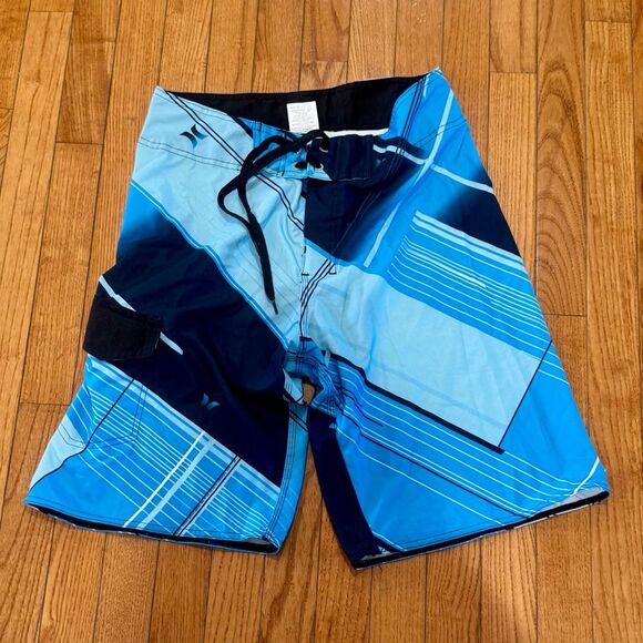 Hurley Phantom men’s blue geometric print board shorts swim trunks size 30 NWOT - Picture 2 of 6